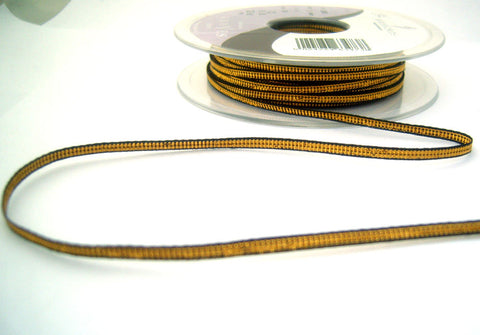 R8545 3mm Dark Gold Metallic Lame Ribbon with Black Edges by Berisfords