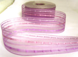 R8612 40mm Lilac Sheer Ribbon with Woven Silk Stripes
