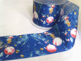 R8648 72mm Royal Blue Grosgrain Ribbon with a Christmas Themed Design