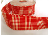R8650 40mm Red Vintage Style Rustic Plaid Ribbon by Berisfords