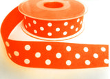 R8656 26mm Fluorescent Orange Polka Dot Spotty Grosgrain Ribbon, Berisfords