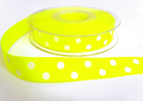 R8659 16mm Fluorescent Yellow Polka Dot Spotty Grosgrain Ribbon, Berisfords