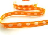 R8701 10mm Orange Polyester Ribbon, Double Face Woven Silk Bobble Centre