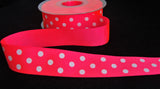 R8850 26mm Fluorescent Pink Polka Dot Spotty Grosgrain Ribbon, Berisfords