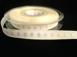 R8772 12mm Natural White Polyester Ribbon, Iridescent Dot Metallic Design