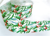 R8969 53mm Natural Grosgrain Christmas Print Ribbon by Berisfords