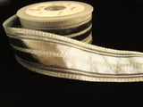 R9113 40mm Silver Plain and Patterned Lurex Ribbon with Clear Stripes
