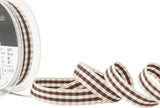 R9128 15mm Brown-Natural Ivory Rustic Gingham Ribbon by Berisfords