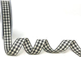 R9138 15mm Black and Ivory Natural Gingham Ribbon by Berisfords