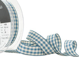 R9139 15mm Blue and Ivory Natural Gingham Ribbon by Berisfords
