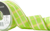R9160 40mm Apple Green Regal Tartan Check Ribbon by Berisfords
