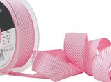 R9173 25mm Pink Herringbone Woven Jacquard Ribbon by Berisfords