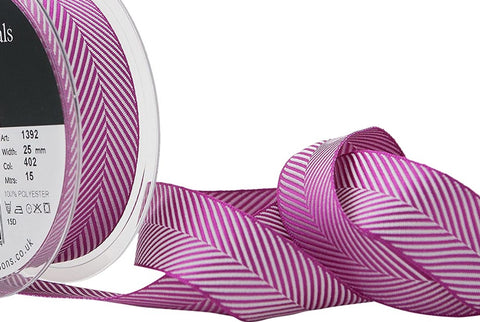 R9187 25mm Fuchsia Herringbone Woven Jacquard Ribbon, Berisfords