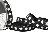 R9225 15mm Graphite-White Magic Star Rustic Taffeta Ribbon, Berisfords