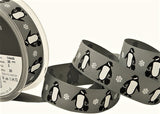 R9231 25mm Smoked Grey Penguins Rustic Taffeta Ribbon by Berisfords