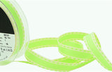 R9244 15mm Lime Green and Cream Neon Stitch Ribbon by Berisfords