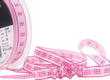 R9249 12mm Shocking Pink Gingham Ruffle Ribbon,Grosgrain,Berisfords