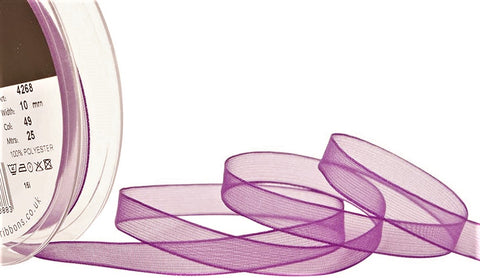 R9255 10mm Plum Purple Super Sheer Ribbon by Berisfords