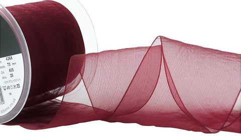 R9257 70mm Burgundy Super Sheer Ribbon by Berisfords