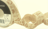 R9263 25mm Beige and Oatmeal Rustic Christmas Motif Ribbon,Berisfords