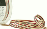 R9272 10mm Ivory-Burgundy-Black Striped Deckchair Grosgrain Ribbon