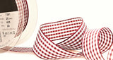 R9319 25mm Burgundy and White Polyester Gingham Ribbon by Berisfords