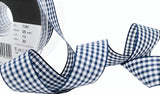 R9327 25mm Navy and White Polyester Gingham Ribbon by Berisfords