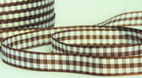 R9344 10mm Brown Polyester Gingham Ribbon by Berisfords