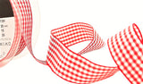 R9346 25mm Red and White Polyester Gingham Ribbon by Berisfords