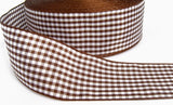 R9356 40mm Brown-White Polyester Gingham Ribbon by Berisfords