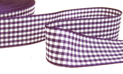 R9361 25mm Liberty Purple-White Polyester Gingham Ribbon by Berisfords