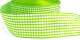 R9357 40mm Meadow Green-White Polyester Gingham Ribbon by Berisfords