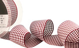 R9391 40mm Burgundy-White Polyester Gingham Ribbon by Berisfords