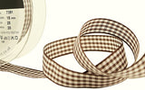R9392 15mm Brown-White Polyester Gingham Ribbon by Berisfords