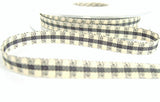 R9405 7mm Smoke Grey-Ivory Rustic Gingham Ribbon by Berisfords