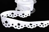 R9435 32mm White Satin Scatter Star Ribbon by Berisfords