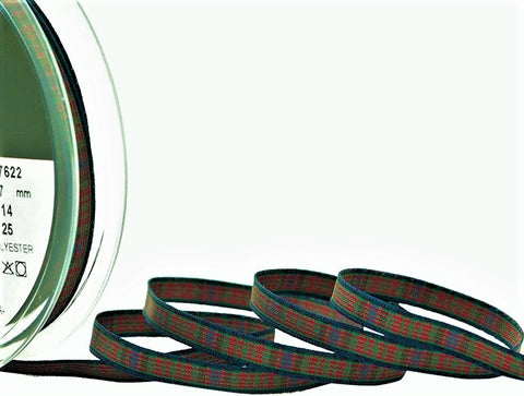 R9563 7mm MacDonald Polyester Tartan Ribbon by Berisfords