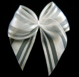 RB008 White Satin Ribbon Bow with Sheer Stripes