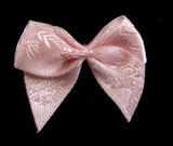 RB015 Pink Satin Ribbon Bow with a Subtle Jacquard Rose Tonal Design