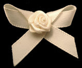 RB042 Antique White 7mm Satin Rose Bow by Berisfords - Ribbonmoon