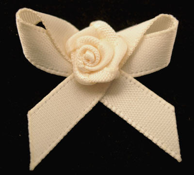 RB045 Cream 7mm Satin Rose Bow by Berisfords - Ribbonmoon