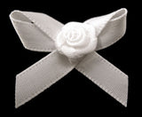 RB047 White 7mm Satin Ribbon Rose Bow by Berisfords