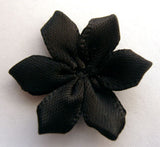 RB064 Black 6 Petal Satin Flower by Berisfords - Ribbonmoon