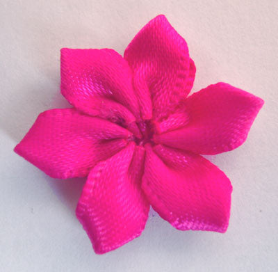 RB065 Shocking Pink 6 Petal Satin Flower by Berisfords - Ribbonmoon