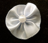 RB075 White Satin Rosette Bow with a Pearl Centre by Berisfords - Ribbonmoon