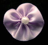 RB079 Light Orchid Satin Rosette Bow with a Pearl Centre by Berisfords - Ribbonmoon