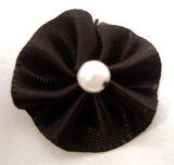 RB082 Black Satin Rosette Bow with a Pearl Centre by Berisfords - Ribbonmoon