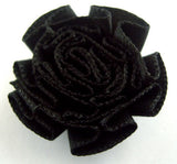 RB093 Black Satin Ruched Rosette by Berisfords - Ribbonmoon