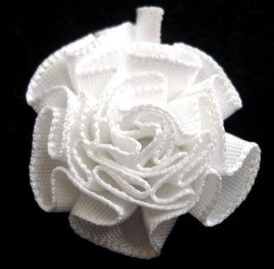 RB099 White Satin Ruched Rosette by Berisfords - Ribbonmoon