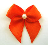 RB111 Autumn Orange 10mm Double Satin Ribbon Bow with a Centre Pearl, Berisfords - Ribbonmoon